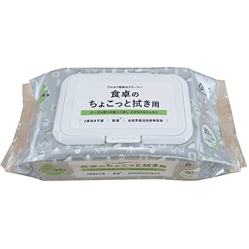 服部製紙 掃除シート アルカリ電解水 クリーナー 食卓 のちょこっと拭き用 日本製 80枚 シートサイズ約150×200㎜ 除菌 合成界面活性剤不使用 NTA-1 ホワイト 1個