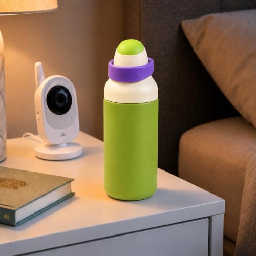 Image of HomeCloud 500ML Stainless Steel Water Bottle for Kids - Double Wall Vacuum Insulated, Leakproof Straw Lid, BPA-Free Reusable Flask with Dual Drinking Spout for School, Travel & Sports (Green Purple)