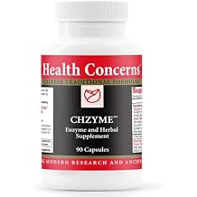 مخاوف صحية Chzyme - مكمل غذائي من الإنزيمات والأعشاب للهضم والانتفاخ ومزيج من الإنزيمات والأعشاب من Qi Balance، 90 كبسولة، 45 وجبة