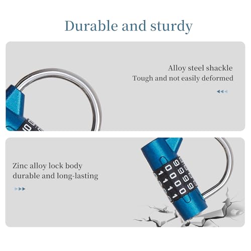 Image of Gym Locker Lock 4 Digit Combination Lock for Locker for School Gym Lock for Sports, Toolbox, Case, Hasp Storage(20) (Shackle Blue)