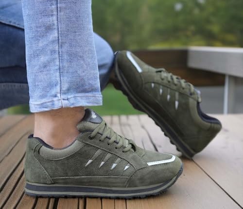 Image of Sport Shoes Green Mens Athletic Sneakers | Lightweight Comfort Durable Design | Size