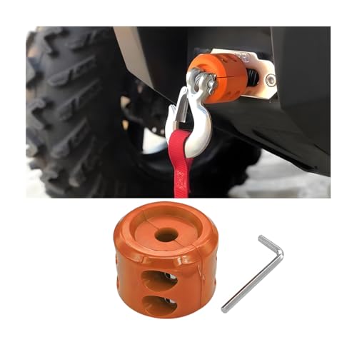 Bittwee Car Rubber Winch Stopper for ATV UTV Truck, Cable Saver Hook Stopper Line for Synthetic Rope, Bump Shock Saver Dampener with Stainless Steel Screw and Nut, Quick Installation Tool (Orange)