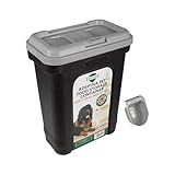 ADEPTNA Large 30L Pet Food Storage Container Flip Top Locking System with Integrated Scoop – Airtight Pet Dog Cat Animal Birds Dry Food Dispenser Bin (GREY LID)