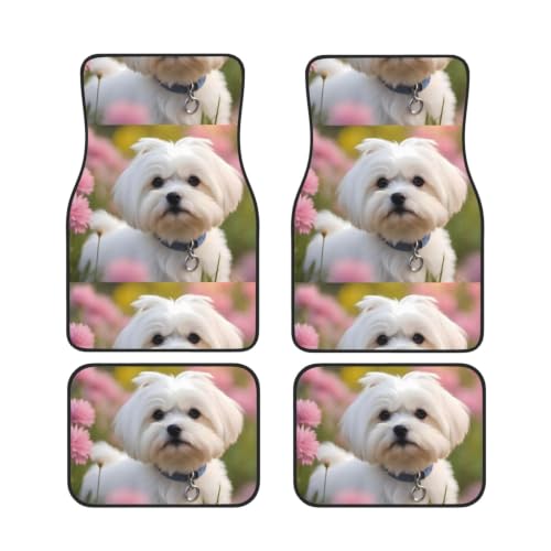 Alfombrillas de coche de perro maltés juego de 4 piezas protectoras de neopreno antideslizante