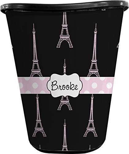 RNK Shops Personalized Black Eiffel Tower Waste Basket - Double Sided (Black)