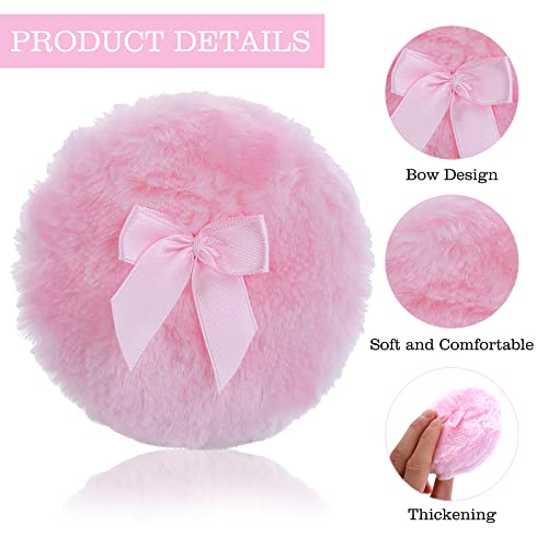 Sibba Large Fluffy Powder Puff, 4 Inch Ultra Soft Washable Reusable Velour Face Body Powder Puff Loose Powder Puffs Wet Dry Makeup Tool (Pink) #TOP2
