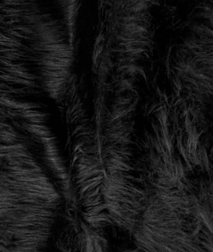 Image of Prokart Soft Faux Fur Fabric Cloth - 60 Inch Wide Pana | Fur Fabric Decorative Cloth for Crafting Soft Toys, Fancy Dress, Baby Photoshoot, Wedding Mandap & Party Decor (Black, 5 Mtr)