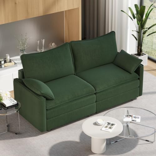 Image of Vesgantti 74 inch Deep Seat Loveseat Sofa, Small Cloud Couch Sectional, Green