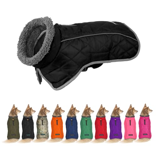 Image of Fragralley Dog Coat Large, Waterproof Dog Jacket with Warm Fleece Lining, Adjustable Reflective Dogs Winter Coat, Turtleneck Pet Coats for Cold Weather (Black XL)
