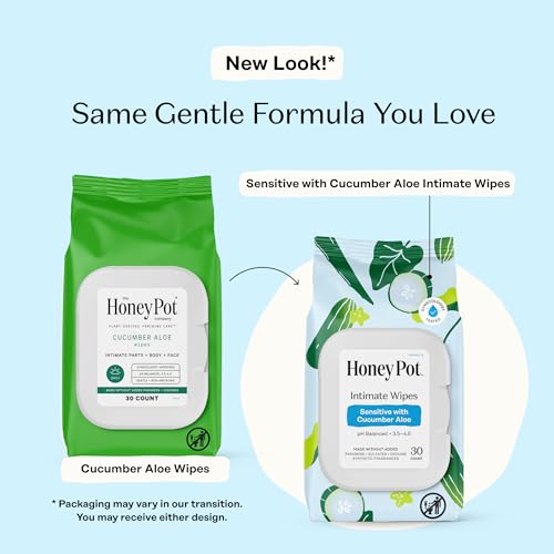 Image of The Honey Pot Company - Feminine Wash & Feminine Wipe Bundle - Includes Ph Balance Feminine Wash and Wipes for Women - Herbal Infused Feminine Care Products - Cucumber Aloe