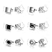 Wynameleri Cufflink 12 Pairs, Classic Fashion Men's Cuff Links Silver-tone Gold-tone Black for Business Wedding Party Gift Box T0212020