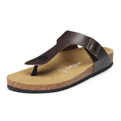 Image of YOHO Sandals for Men | Leather Thong Sandals with Cork Footbed for Daily Wear- SDL