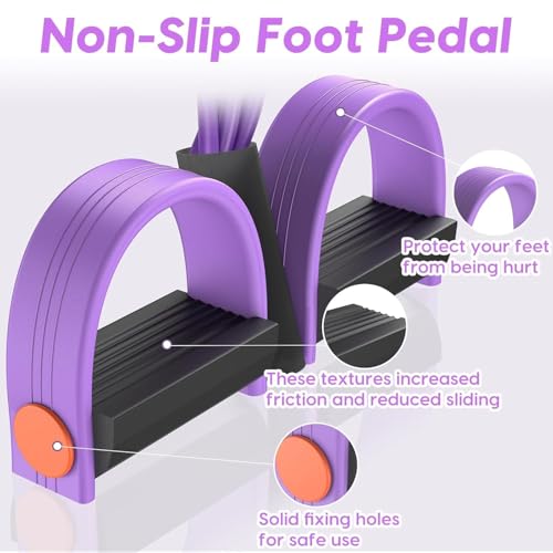 Image of Resistance Band Puller with Foot Pedal and Foam Handles - 6 Tube NBR Rubber Exercise Band for Arm Shoulder Waist and Leg Training