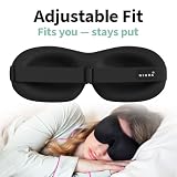 Nidra Contoured Sleep Mask for Side Sleepers Zero Pressure Fit, Light Blocking Eye Shade for Sleeping & Travel Black, Standard Size