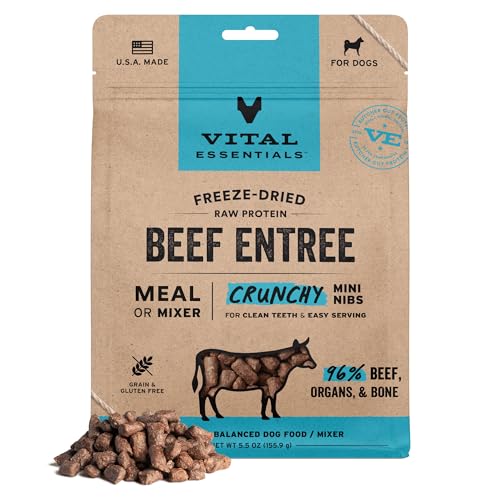 Image of Vital Essentials Freeze Dried Dog Food, Beef Mini Nibs, 5.5 oz Bag