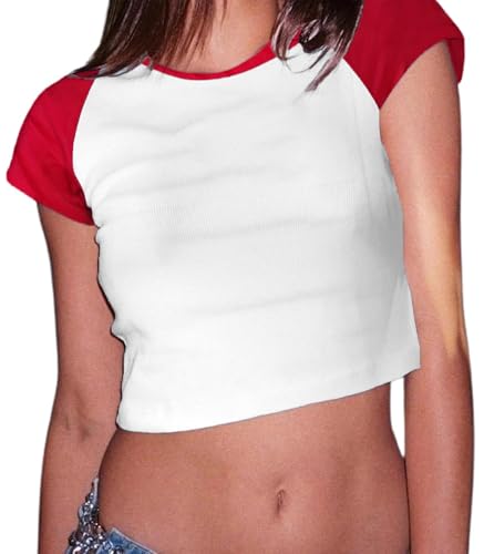 Avanova Women's Letter Print Tee Short Sleeve Round Neck Slim Fit Crop Top T Shirt4