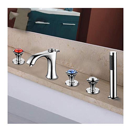 Ensemble de douche de salle de bains sur pont avec robinets de baignoire 3 poignées