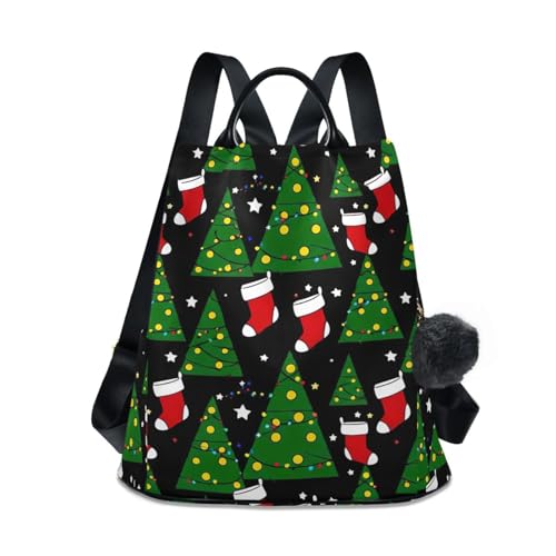 Sac à dos femme sécurisé fermeture antivol imprimé sapins de Noël
