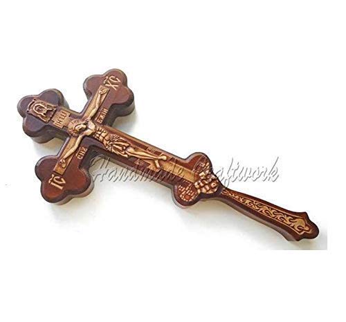 Awesome Large Orthodox Carved Wooden Altar Hand Blessing Cross Crucifix with *JESUS CHRIST*