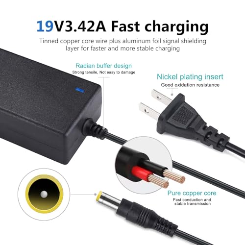 Image of Replacement 19V Power Cord for Samsung TV 32 inch UN32 J4000 J4500 J5205 J5003 J525D UN32J4000AF UN32J5205AF UN32J525DAF UN32J5003AF UN32J400DAF A4819-FDY Monitor Charger HW-M360 Soundbar Supply Cable