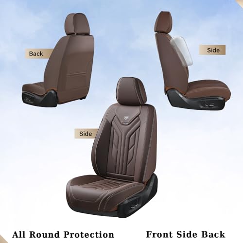 Image of Coverado Car Seat Covers Full Set, Car Seat Protectors Leather Seat Covers for Cars, Automotive Seat Covers Car Accessories Universal Fit for Most Sedans SUV Pick-up Truck(Coffee)