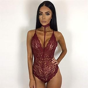 Sexy Lingerie Lace Cup Babydoll,Sling Bodysuit Sexy Lingerie, doorzichtige erotische ondergoed-rood_S,Transparante Mesh Lingerie Babydoll Jurk