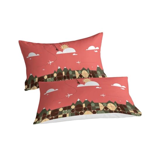 Housse de couette avion 200x200cm anti-plis en microfibre avec zip - 6
