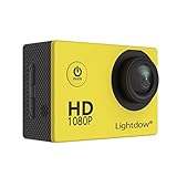 Lightdow LD4000 1080P HD Sports Action Camera Bundle with DSP:NT96650 Chip, 1.5-Inch LPS-TFT LCD, 170° Wide Angle Lens and Bonus Battery (Yellow)