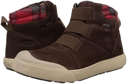 KEEN Women's Elle Winter Mid Height Insulated Waterproof Pull On Ankle Boots, Coffee Bean/Red Plaid, 9 | Image 6