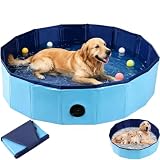 Cerkkapo Hundepool, 80x20cm Hundepool Faltbar Hundeplanschbecken, Hunde Pool Schwimmbad mit Ablassventil, Planschbecken fürHunde, Tragbar Schwimmbecken für Kleine, Mittelgroße Hunde, Katze