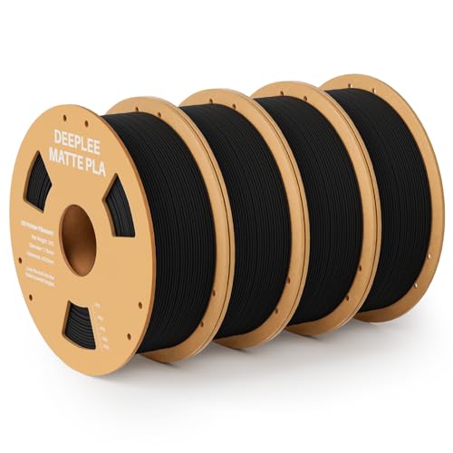 Image of Matte PLA Filament 1.75mm, 3D Printer Filament Dimensional Accuracy + /- 0.02mm, No Clogging, Higher Toughness, Cardboard Spool 3D Filament, 4 Pack Black