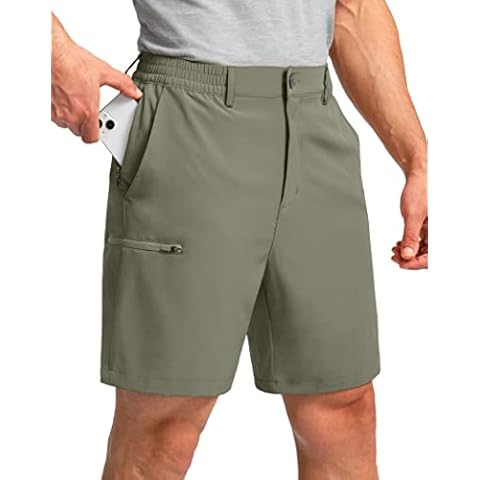 Pinkbomb Men's Golf Shorts with 6 Pockets Stretch Quick Dry Hiking Work Dress Shorts for Men (Grey Sage, Medium) Cover