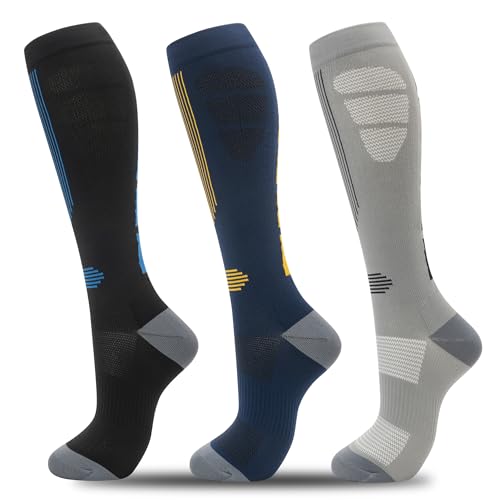 Image of fenglaoda Compression Socks for Women Men 3 Pairs Graduated Compression Support Circulation Socks for Nurses