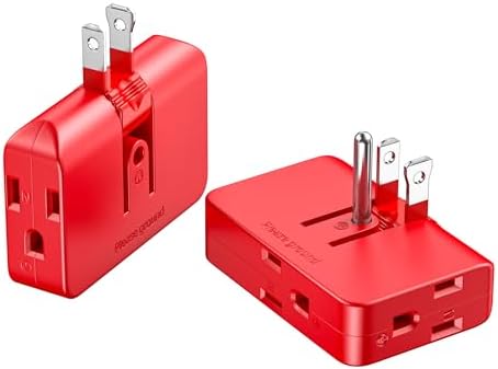 Amazon.com: Red 3-Prong Outlet Splitter & Plug Extender - Converts 2 to ...