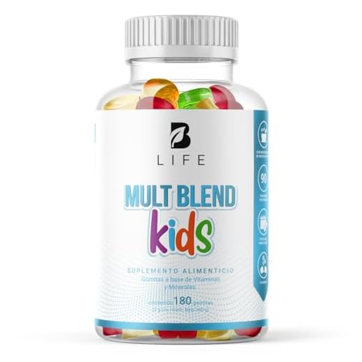 Mult Blend Kids Gummies 180 gomitas SIN AZÚCAR añadida. Ingredientes naturales: Vitaminas y Minerales. Mult Blend Kids B Life.