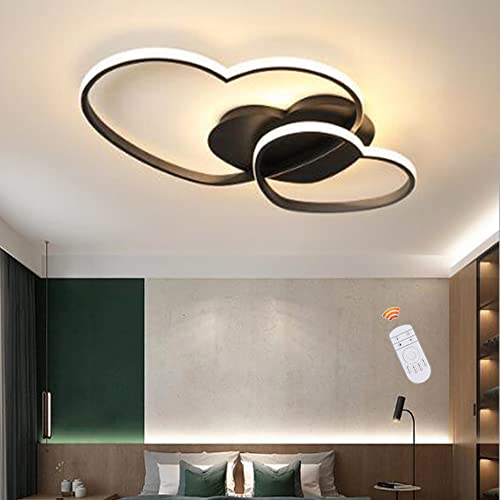 Lfoute Ceiling Light LED Modern Heart Shaped Children's Lamp Children's Room Ceiling Lamp Dimmable with Remote Control Bedroom Boys Girls Living Room Pendant Lamp Interior Chandelier,Black
