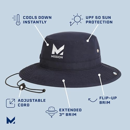 Mission 109192 Cooling Bucket Hat, Navy - Unisex Wide-Brim Hat For Men & Women - Lightweight, Foldable & Durable - Cools Up To 2 Hours - Upf 50 Sun Protection thumb #1