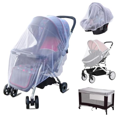 South to East Breathable Mosquito Net for Stroller with Drawstring, White