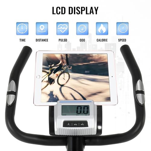 ISE Bicicleta Estática con 8 Niveles de Sistema magnético externo bidireccional,Bicicleta Estatica con LCD Pantalla,Bicicleta Indoor con sensores de Pulso y Soporte para Tablet,bici estatica para Casa - Imagen 4