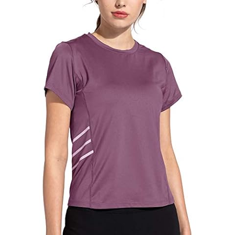MathCat Women's Athletic Long Sleeve Sport Shirt for Running Yoga Workout Gym Breathable Lightweight Tops with Thumb Hole - purple - Medium Cover