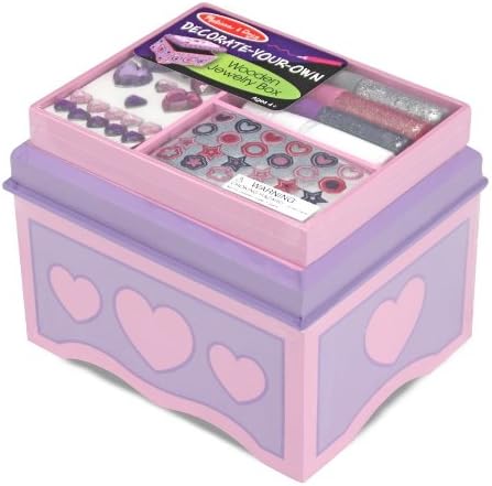 Melissa & Doug Decorate-Your-Own Wooden Jewelry Box With Sparkling Gems and Stickers