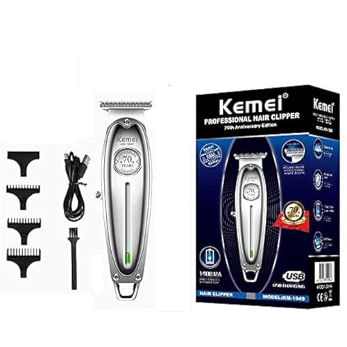 Kemei Ny Alla Professionella metaller Hårklippare Män USB Elektrisk Trådlös Hår Trimmer T-Blade Hårklippningsmaskin Hårklippning (Färg: Box Add Blade)