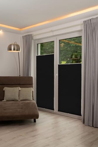 Khome Klemmfix-Plissee Anthrazit B130 x H130 cm (B x L) Lichtschutz Moderne Crushed Optik – Ansicht 1