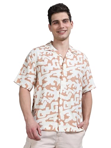 Image of StitchX Men's Half Sleeve Camo Printed Linen Look Shirt