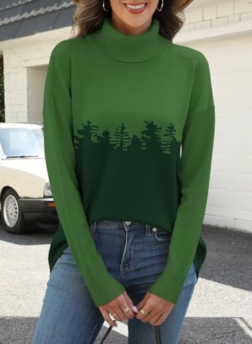Image of ANFTFH Womens Turtleneck Sweater 2025 Ribbed Knit Top Pullover Sweaters