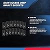 NEIKO 02474A 1/2 Impact Socket Set, 15 Piece Metric Socket Set 10-24 mm, Deep Sockets, 6 Point, 1/2 Drive Sockets for 1/2 Impact Wrench, Chrome Vanadium Cr-V