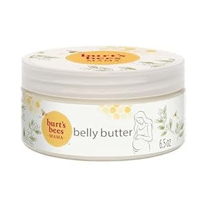 Burt’s Bees Mama Belly Butter Stretch Mark Cream for Pregnancy Massages Body & Reduces Scar Appearance, Prenatal & Postnatal Tummy Skin Care, Shea Butter & Vitamin E Rich Formula, 6.5 Oz Tub
