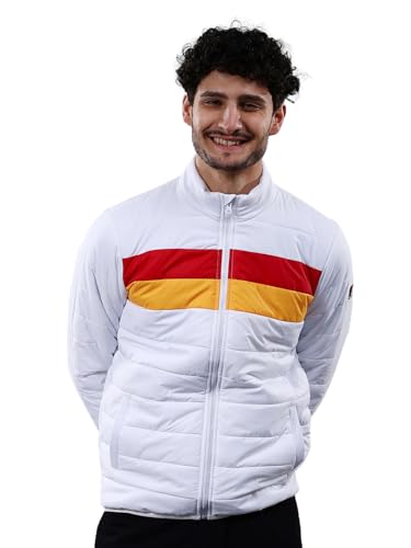 Image of The Indian Garage Co White Regular Fit Colourblocked Puffer Jacket