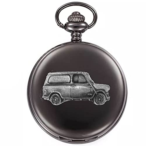 Montre gousset à quartz homme au fini étain et boîtier noir poli raffiné