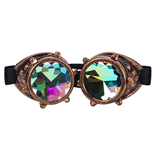 Óculos vintage com lentes de cristal Kaleidoscope Rave Rainbow, 16-red Copper, Free Size